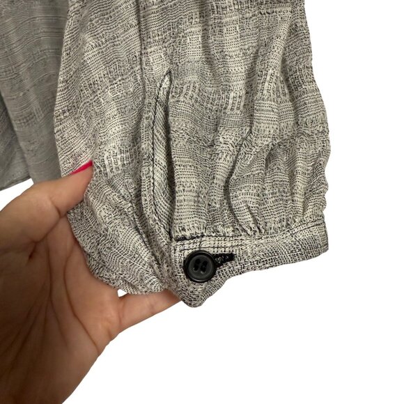 Free People Headed to the Highlands Button Up Gray Black Gauze‎ Style Top Size S - Picture 8 of 11